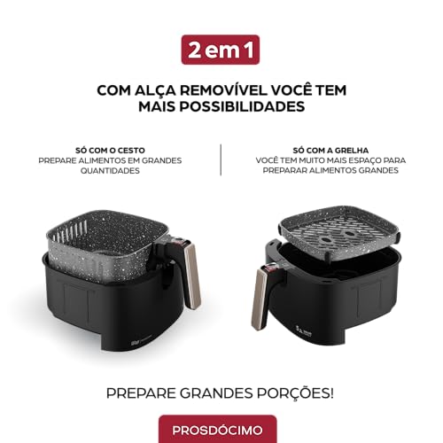 Fritadeira Elétrica WAP Air Fryer Grand Family 5,2L - Preto e Cinza