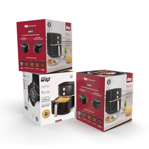 Fritadeira Elétrica WAP Air Fryer Grand Family 5,2L - Preto e Cinza