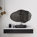 Espelho Orgânico Pedra 80x50cm Design Moderno com Moldura em Couro para Decoração Sofisticada (Preto)