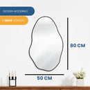 Espelho Orgânico Pedra 80x50cm Design Moderno com Moldura em Couro para Decoração Sofisticada (Preto)