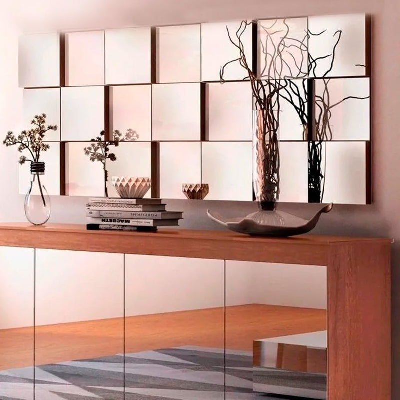 Espelho Decorativo 3D Liverpool - Painel de Vidro Montável para Sala, Quarto, Escritório, Hall