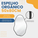 Espelho Orgânico Pedra 80x50cm Design Moderno com Moldura em Couro para Decoração Sofisticada (Preto)