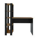 Escrivaninha com Estante Lateral MATCH cor Preto/Pinho - Artely