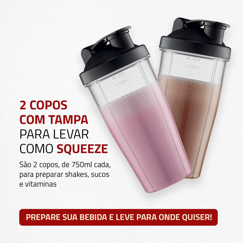 Personal Blender, Mondial, Preto/Prata, 300W, 220V