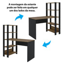 Escrivaninha com Estante Lateral MATCH cor Preto/Pinho - Artely