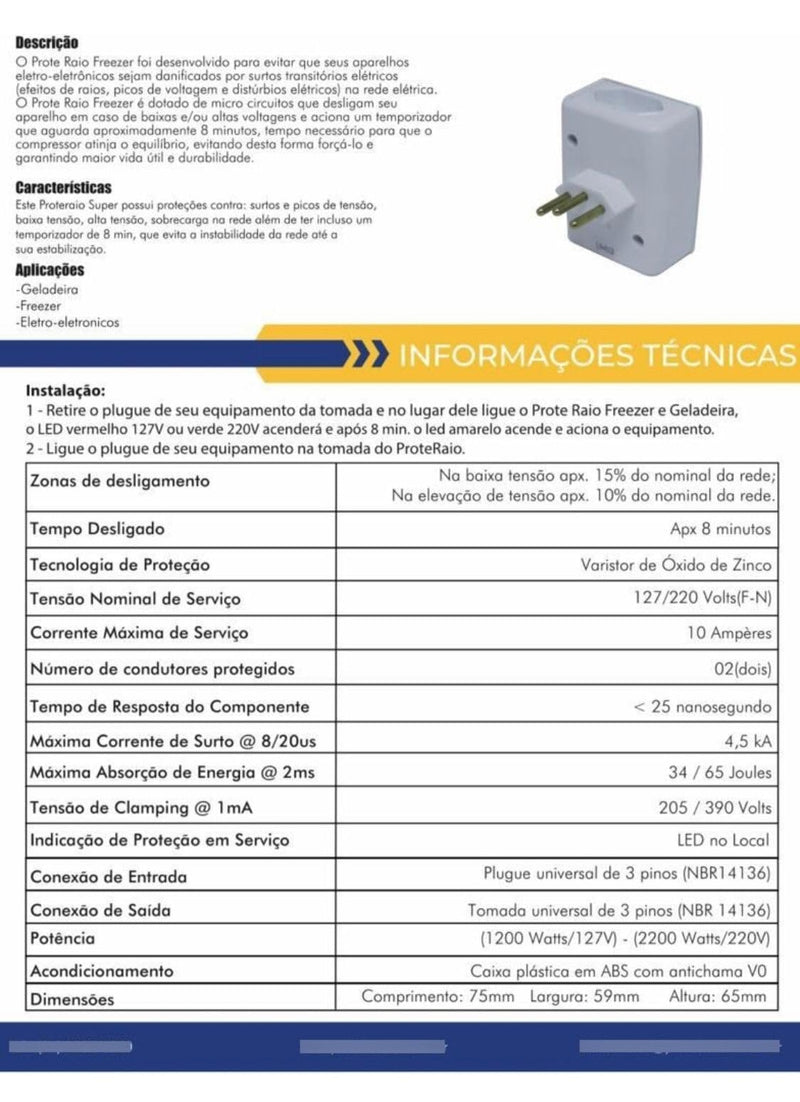 Protetor Contra Queda de Energia Para Freezer Ou Geladeira