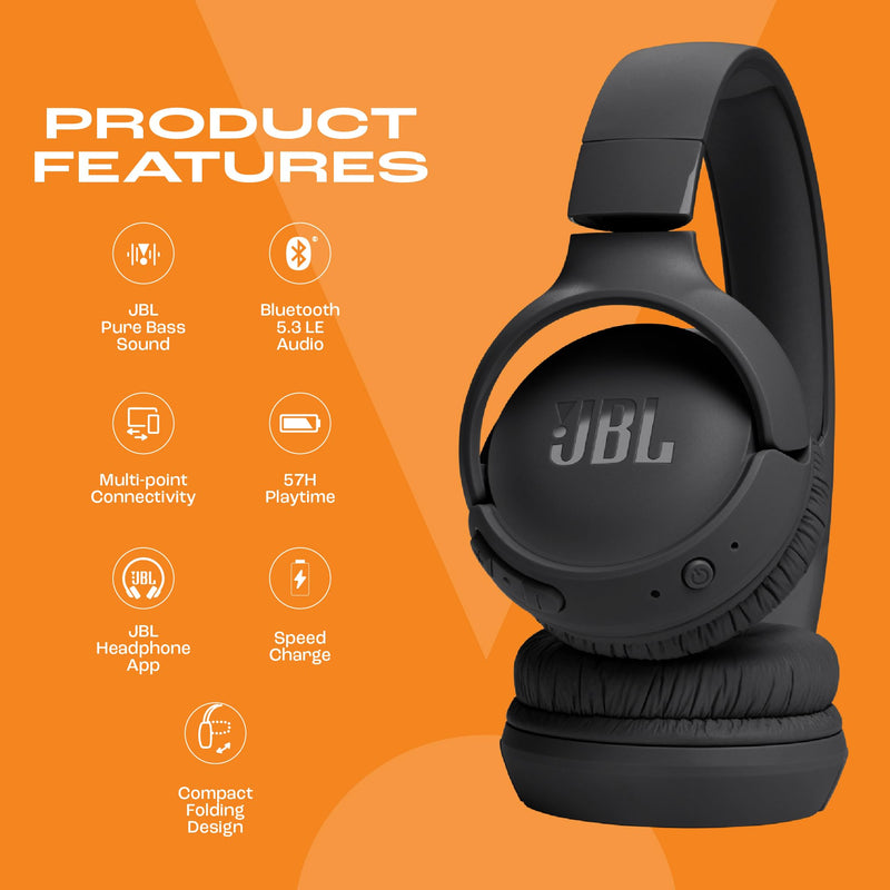 JBL, Fone de Ouvido On ear, Tune 520BT - Preto